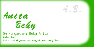 anita beky business card