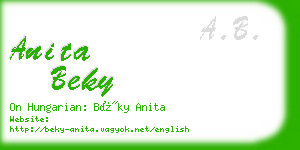 anita beky business card